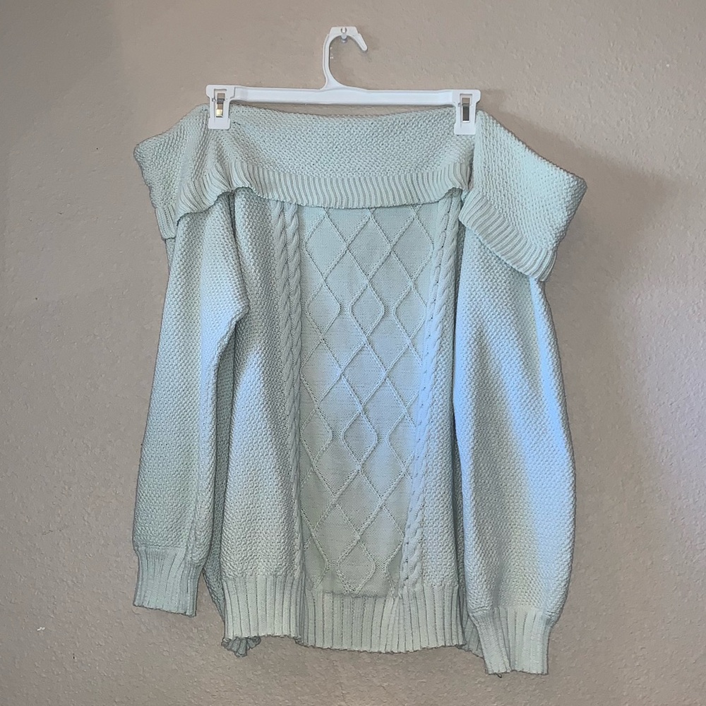 Lane Bryant Off shoulder mint sweater